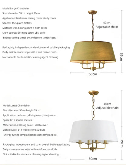 Modern Ceiling Chandeliers Stylish Simplicity Nordic Fabric Lampshade Living Room Dining Bedroom Home Decor Lightings Led Lights