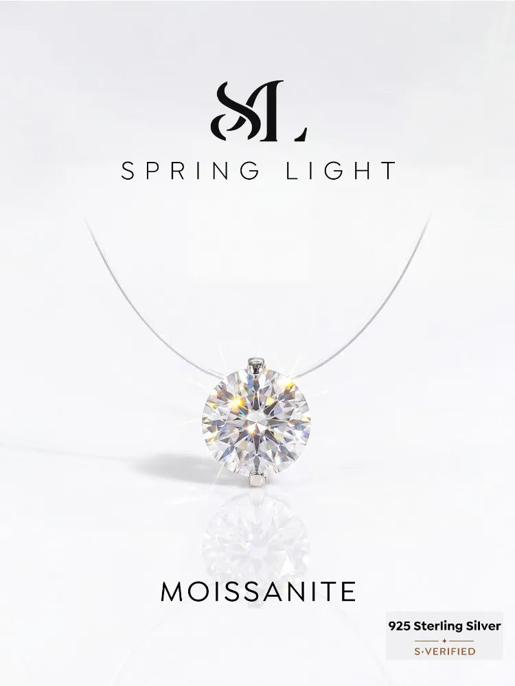 1-2CT Moissanite Diamond Classic Round Necklace For Women 925 Sterling Silver Anniversary Party High Quality Fine Jewelry