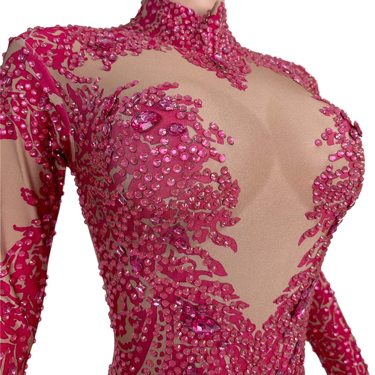 Sexy Long Sleeves Rhinestone Jumpsuits Women Drag Queen Show Stage Performance Rompers One Piece Bodysuit Dancer Festival Outfit