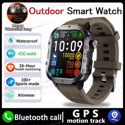 Military GPS Smart Watches For Men Flashlight Waterproof Outdoor Sport Tracker Bluetooth Call Smartwatch Man Women 2025 Pk h12
