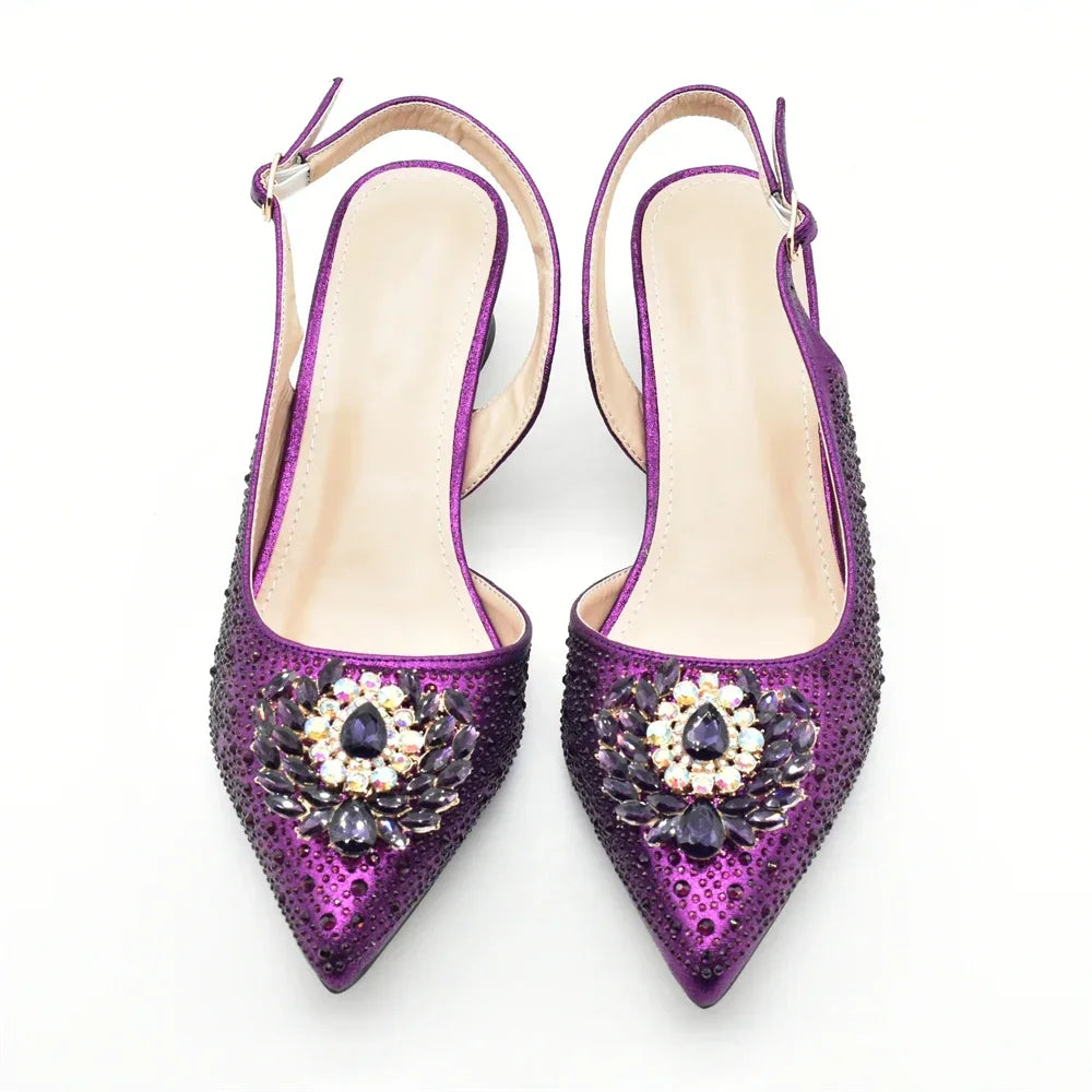 Fashion Party Shoes and Bag Match for Women Shoes for Women and Bag 2026 Designer Luxury Rhinestone African Women Wedding Pumps