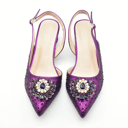 Fashion Party Shoes and Bag Match for Women Shoes for Women and Bag 2026 Designer Luxury Rhinestone African Women Wedding Pumps