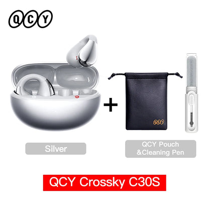 QCY Crossky C30S Open Ear Wireless Earphones Hi-Res with LDAC Ear Clip Earbuds Bluetooth 6.0 Clip On OWS Sports Headphones 40Hrs