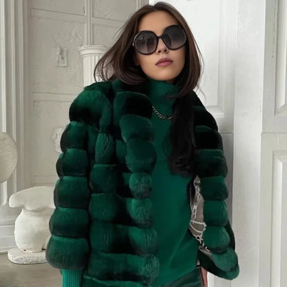 Womens Genuine Fur Jacket Real Rex Rabbit Fur Coat Winter Women Natural Short Coat Luxury Real Fur Coat Thick Warm Natural Fur