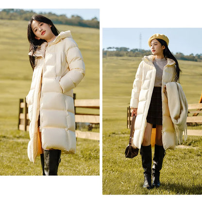 Semir Down Jacket Women Long Length Waterproof Coat 2026 Fashion Winter New Loose Hooded Coat Simple Down Jacket Woman