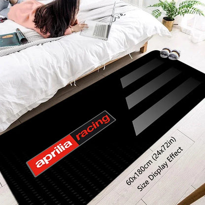 VIKAMA Motorcycle Racing Rug - Non-Slip Floor Mat for Entrance, Anti-Skid Bedside Carpet with Bike Print Home Decor