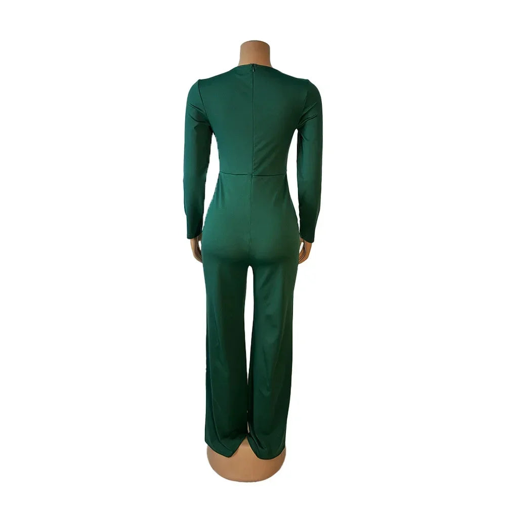 CM.YAYA Elegant Button Long Sleeve Irregular Girl Jumpsuits 2025 Spring Women's Overalls Outfits Night Club Streetwear One Piece