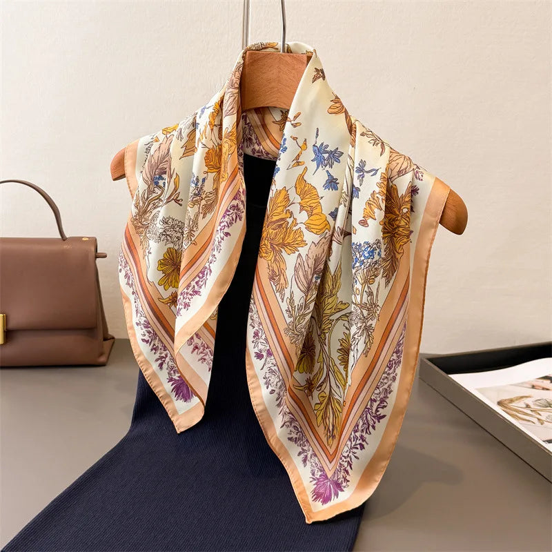 2025 New Paisley Print Silk Scarf for Women Square Hijab Soft Neck Tie Female Fashion Decoration Silk Headscarf 70*70cm Kerchief