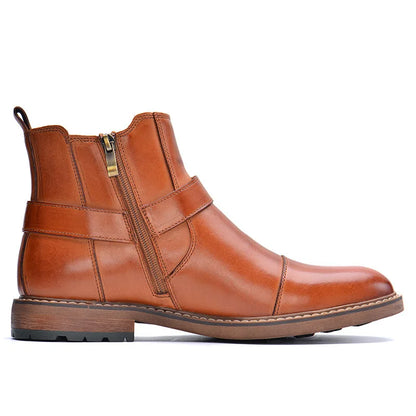 Motorcycle Shoes Retro Leather Boots for Motorcycles Durable Men Boots Short Shoes Motorcycle Safety Equipment Work Shoes Zip