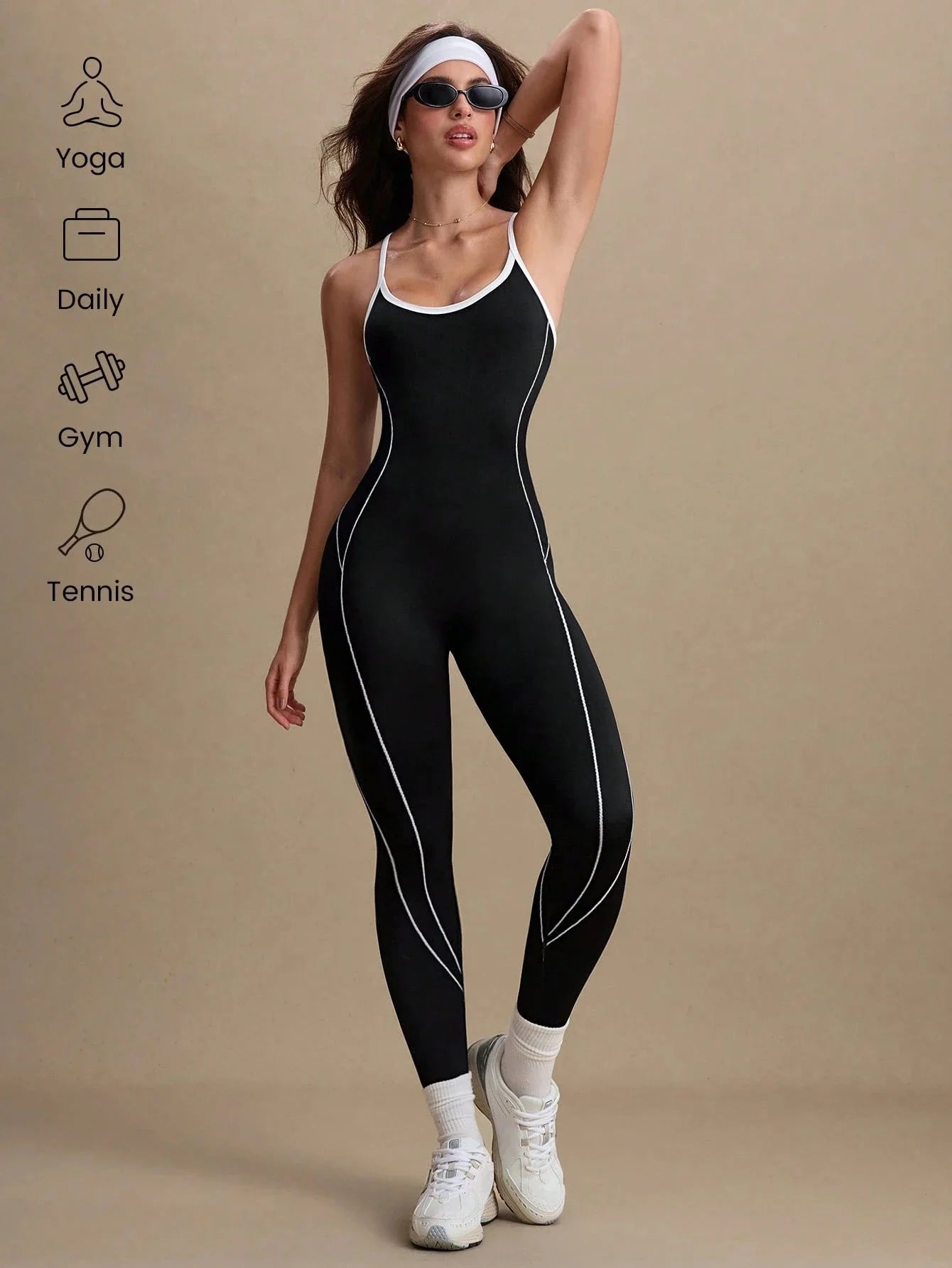 Women Seamless Yoga Jumpsuit Workout Bodysuit Tummy Control Butt-Lifting Gym Clothes Sleek Sportswear Striped Athletic Outfit