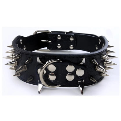 Spiked Dog Collar And Leash Set, Rivet Leather Dog Collar Adjustable Dog Collar For Outdoor Walking