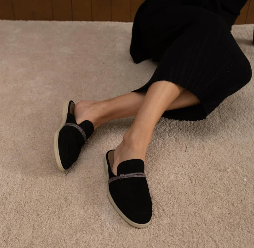 Designer Luxury Middle East Tassel Suede Leather Loafers for Women 2025 Slip On Slippers Flat Work Walking High Quality Shoes