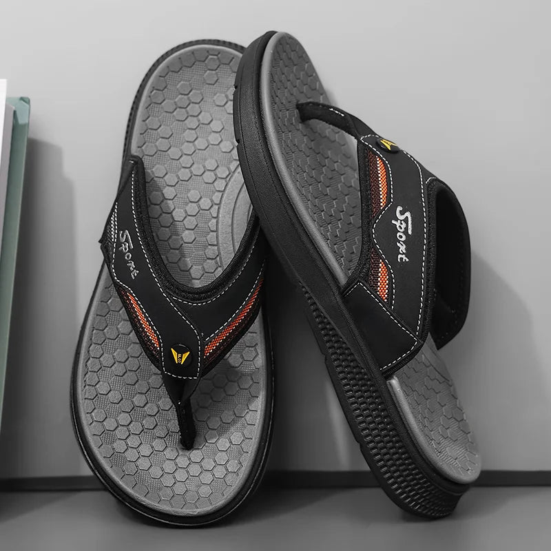 Men's One-Strap Sandals Anti-Slip Soft-Soled Male Slippers Comfortable Slides Everyday Slip-On Sandals Leisure Walk Flip-flops