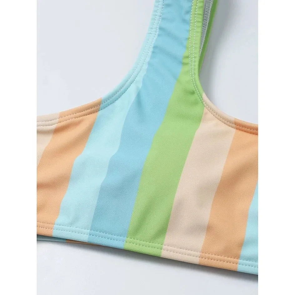 High Waist Bikini Women Swimsuit Push Up Swimwear Woman 2026 Sexy Striped Bikinis Sets Female Bandeau Bathing Suits Beach Wear