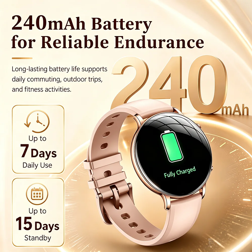 2026 durable women's new smartwatch with 1.32-inch AMOLED screen, language assistant, sports and health functions, women's watch