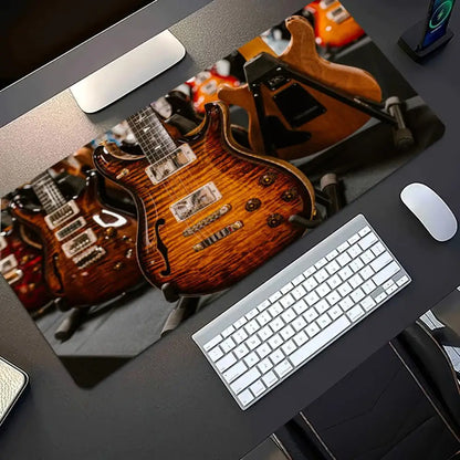 Electric Guitar Extended Gaming Mouse Pad Anti-slip Desk Mat Stitched Edge Aesthetic Decor for PC Gamer Office Setup
