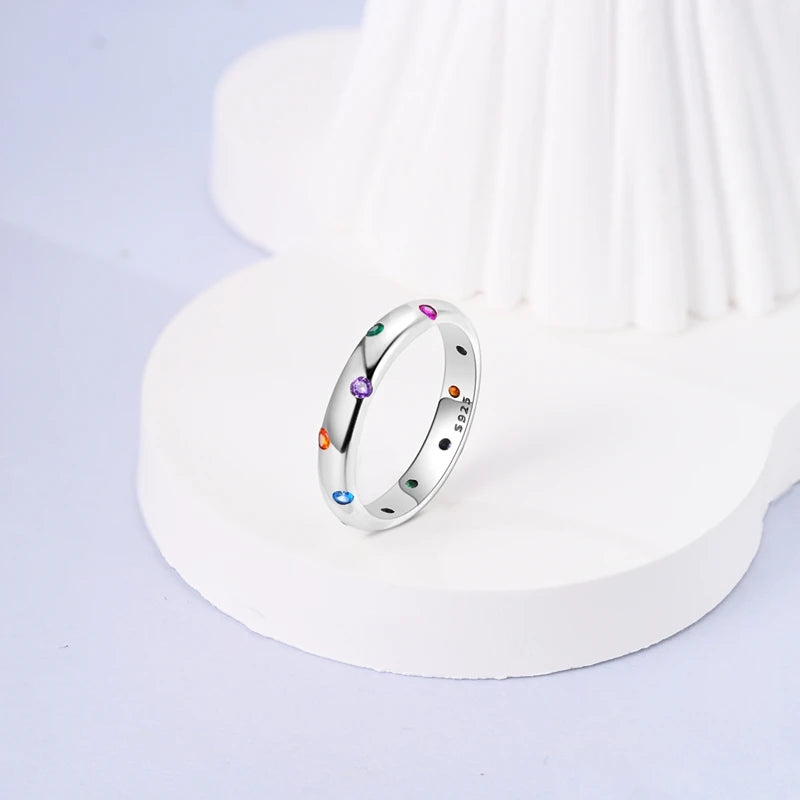 LAZA 925 Sterling Silver Colorful Rings Sparking Zirconium Bowknot Moon Sun Original Ring For Women Anniversary Wedding Gifts