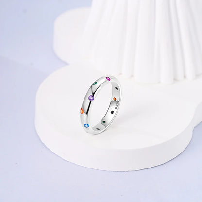 LAZA 925 Sterling Silver Colorful Rings Sparking Zirconium Bowknot Moon Sun Original Ring For Women Anniversary Wedding Gifts