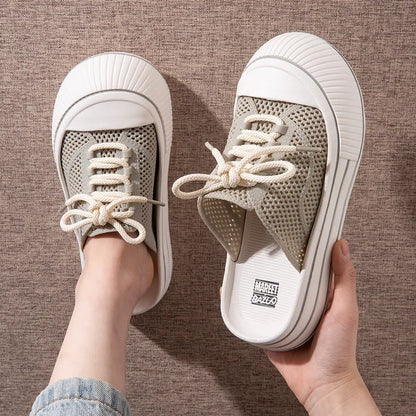 Mesh Casual Women's Sandals Summer Platform Luxury Designer Woman Shoes Flats Indoor Outdoor Fashion Slippers Elegant Mules New