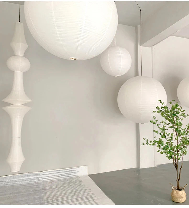 Nordic Wabi Sabi Wind Rice Paper Led Pendant Lights Living Room Bedroom Bedside Lamp Duplex Loft Clothing Store Decor Chandelier