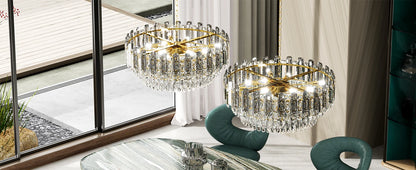 Modern K9 Crystal Chandelier Round Ceiling Fixtures Pendant Lights Living Room Bedroom
