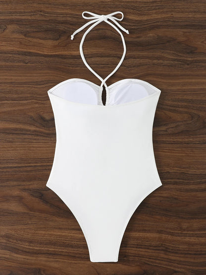 Solid Color Bathing Suit Bandeau Swimwear Woman 2026 One Piece Women's Swimsuit Female Bathwear Swimming for Beach Wear Monokini