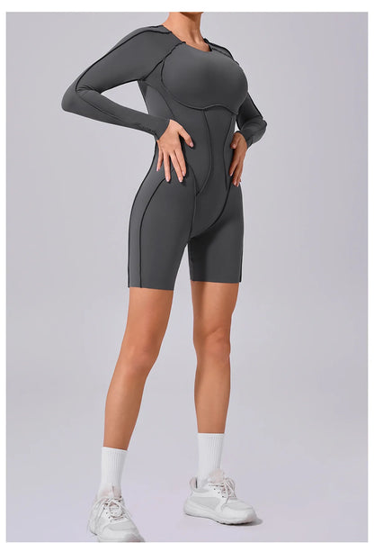 Women's Sports Jumpsuit Kit Yoga Fitness Bodysuit Hip-lifting Open Back Tight High Elasticity Outdoors Gym Workout Sexy Clothes