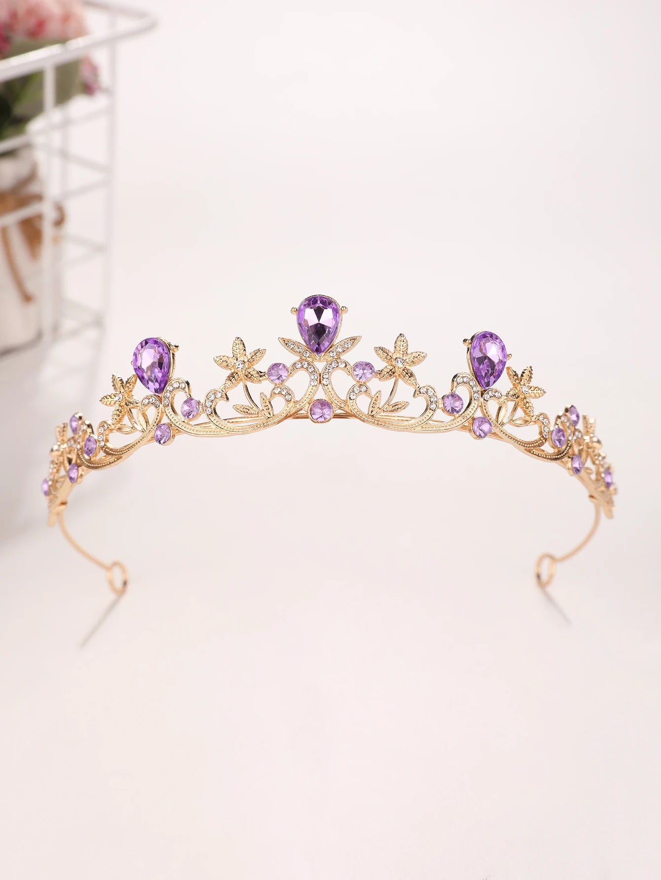 Golden Rose Gold Red Diamond Crown for Bridesmaid Headpiece Light Luxury Style Red Crystal Hairband. Wedding Dress, Formal Wear