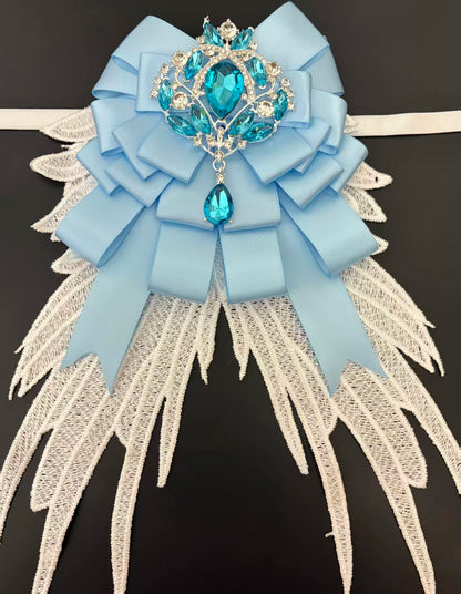 Luxury Rhinestone Mesh Wing Bow Brooch  Elegant Banquets Dress and Wedding Shirts Lapel Flower Bow Tie  Unisex Gift Accessory
