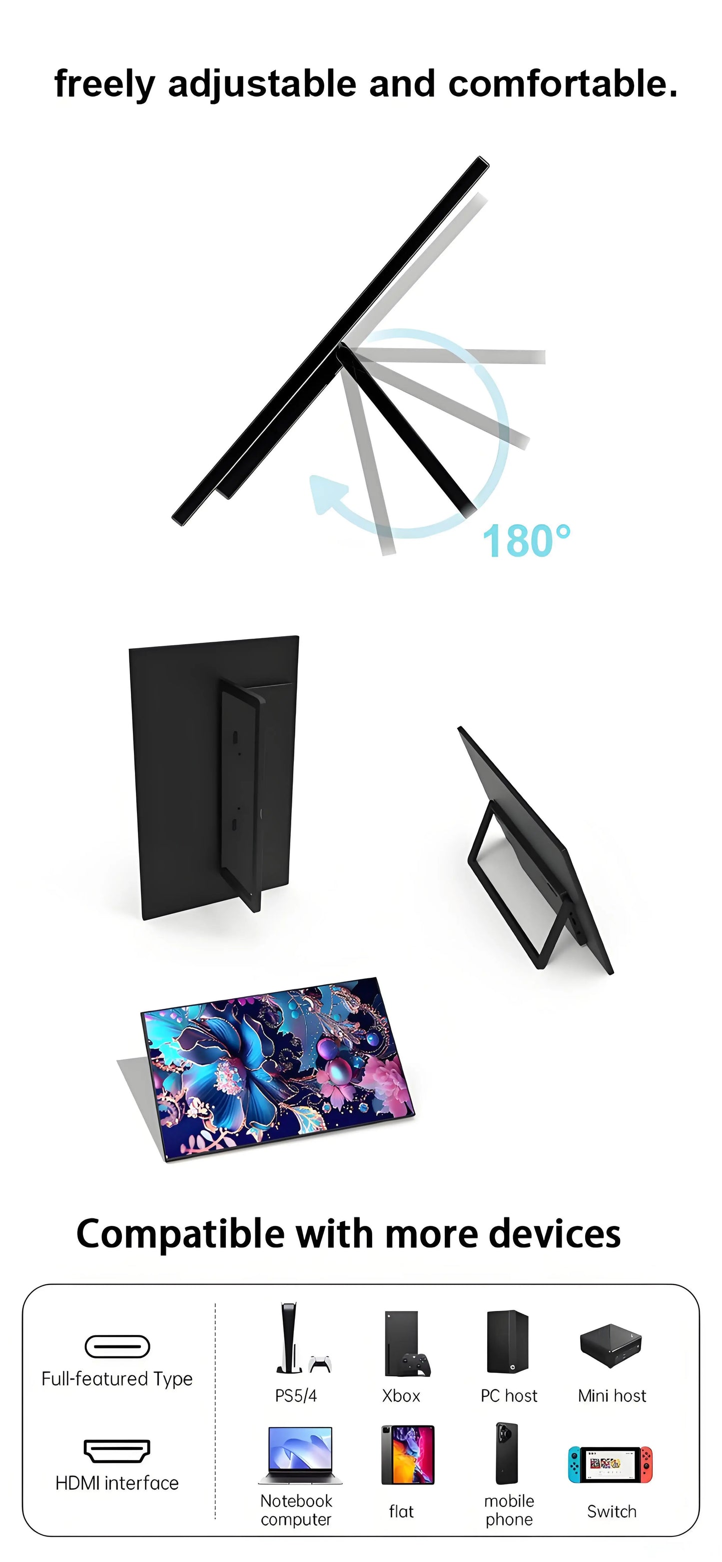 SIBOLAN 27 inch 165Hz Portable Monitor 2K 2560*1440P IPS Gaming Second Screen with USB C HDMI Port for PC Laptop PS5 Switch