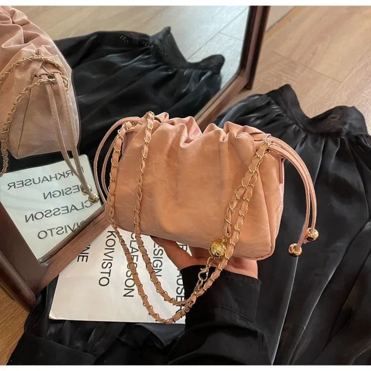 Chain Bag Ladies PU Leather Shoulder Bags Purse for Women Fashion Crossbody Bags Underarm Bag Small Square Satchel Handbag Bolas