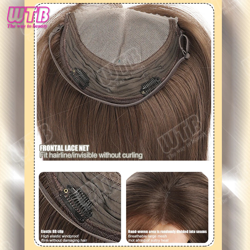 WTB 40cm Lace Front Synthetic Wig Invisible and Seamless Straight Hair Adds Volume Suitable for Women's Daily Wear and Holidays