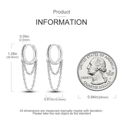 925 Sterling Silver Original Hoop Earring For Woman Luxury  Pendientes Wedding Jewelry Gift