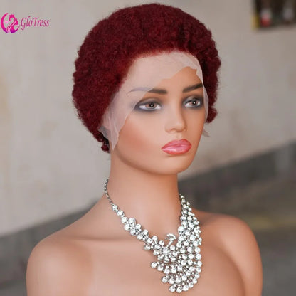 13x4 Lace Frontal Human Hair Pixie Wigs Brazilian Afro Kinky Virgin Remy Curly Afro Wig High Quality Comfortable Soft Natural