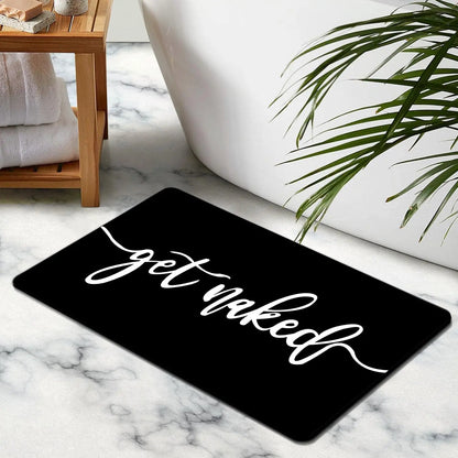 Black and White Get Naked Bath Anti-slip Floor Mat Foot Pad Home Decor Hallway Balcony Bathroom Rugs Shower Room Mat