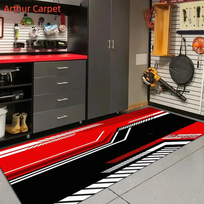 VIKAMA Red Motorcycle Mat Motorbike Racing Sport Rug Bicycle Cycling Carpet Garage Entryway Hallway Runner Floor Decor