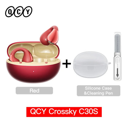 QCY Crossky C30S Open Ear Wireless Earphones Hi-Res with LDAC Ear Clip Earbuds Bluetooth 6.0 Clip On OWS Sports Headphones 40Hrs