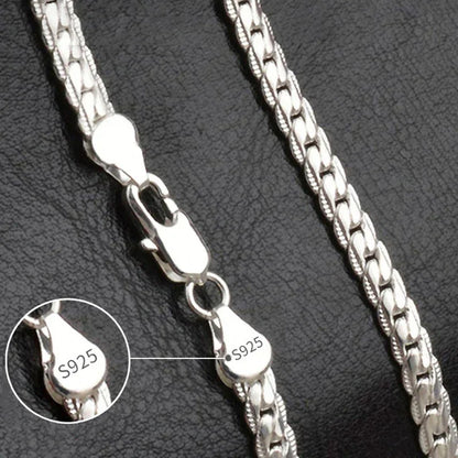 18K Gold 925 Sterling Silver 6mm Full Sideways Necklace 8/18/20/24 Inch Chain For Woman Men Fashion Wedding Engagement Jewelry