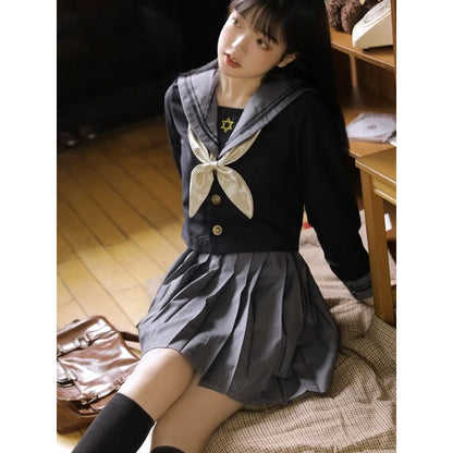 Japanese School Uniform For Girls Sweet Lolita Sailor Korean Uniforms Anime Cosplay Long Sleeve 8L9HL3Y6 Shirt Pleated Skirt