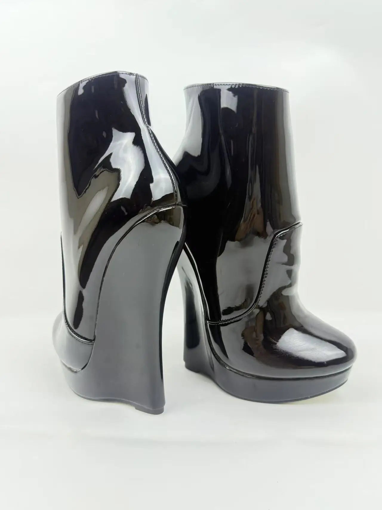 18CM Ultra High Heel Wedges Ballet Boots Pointed Toe Sexy Ankle Women Boots Plus Size 36-46 Black Size Zip Unisex Cosplay Shoes