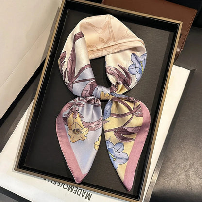 2025 New Paisley Print Silk Scarf for Women Square Hijab Soft Neck Tie Female Fashion Decoration Silk Headscarf 70*70cm Kerchief