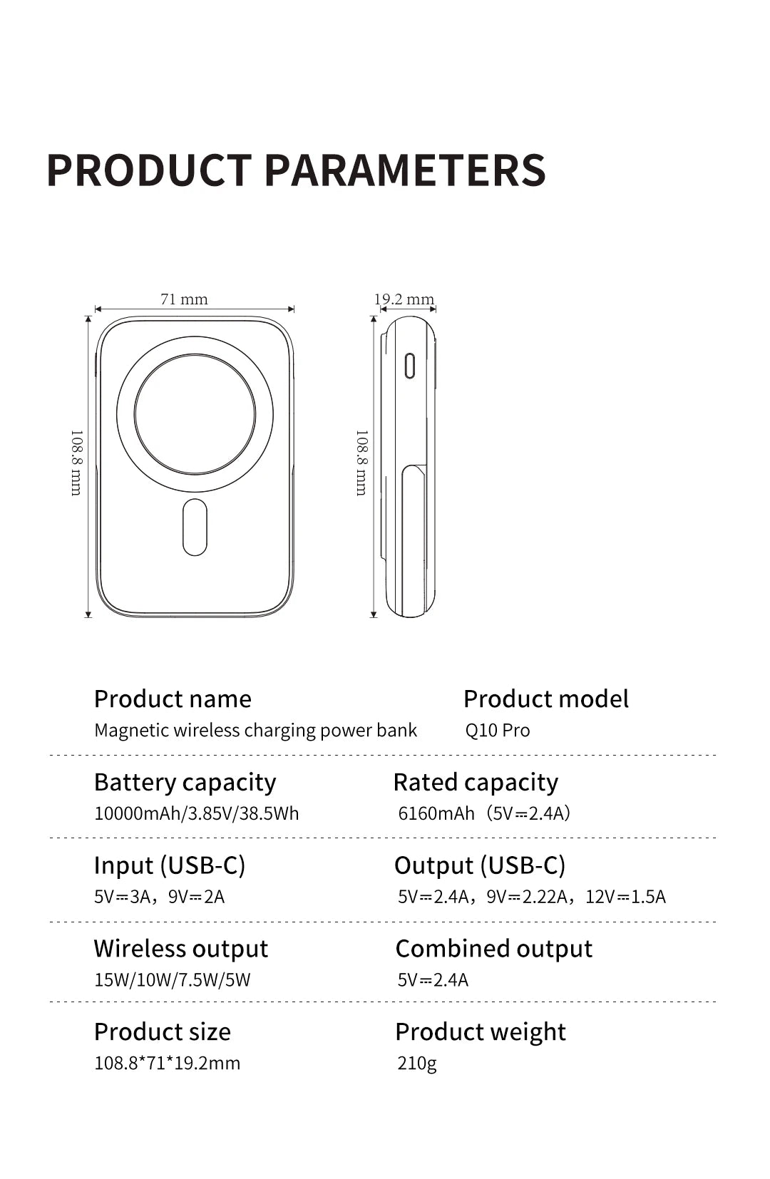 IDMIX Power Bank Magnetic Wireless Charging 10000mAh Portable with Bracket Power Bank for iPhone 12 13 14 15 and Android Phone