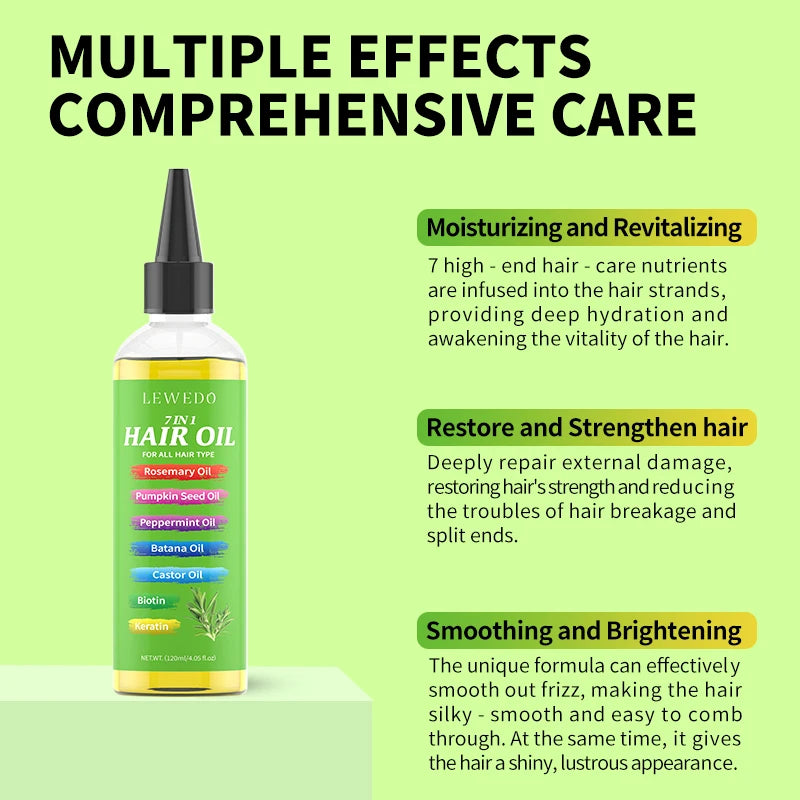 7-IN-1 Hair Oil Rosemary Hair Oil Strengthening Thick Hair Oil Batana Castor Nourishing Moisturizing Smoothing Anti Hair Loss