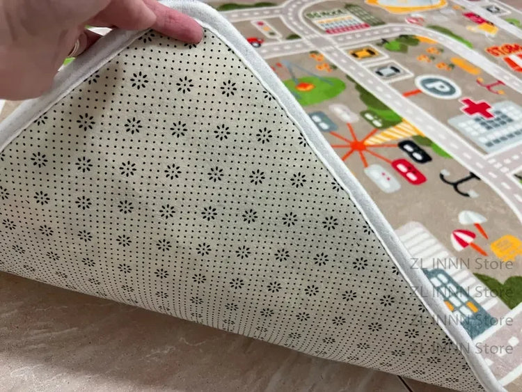 Thickened Flannel Carpet Living Room Children's Bedroom Decoration Floor Rug Cartoon Road Play Mat Soft Tatami Carpets Non-slip
