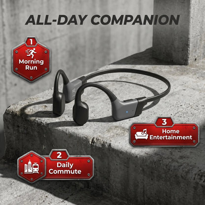2026 New Bluetooth 5.3 Bone Conduction Headphones Open-Ear Wireless Earphones, 20H Long Battery ENC Mic, Lightweight Sweatproof for Running