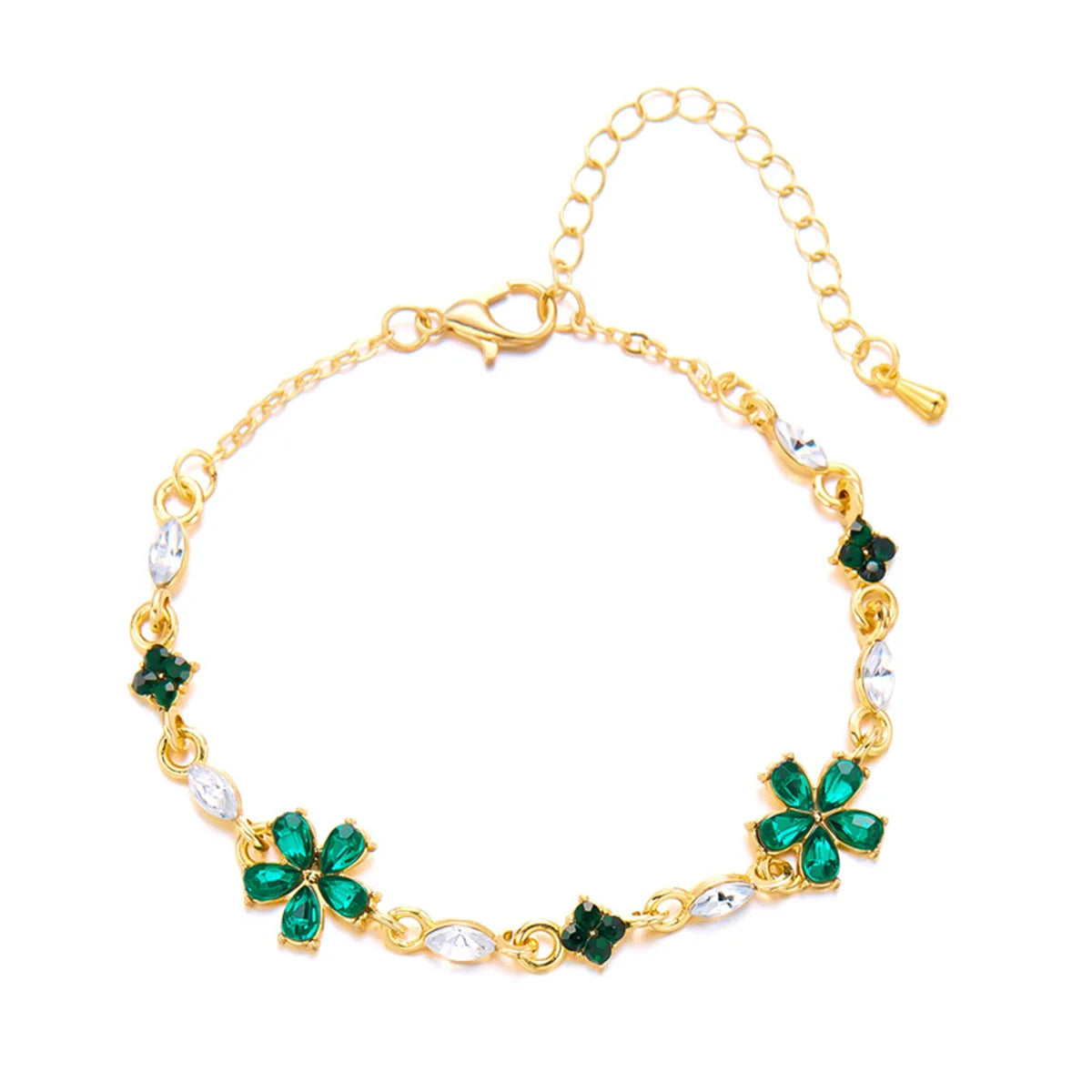 Elegant Crystal Flowers Bracelets For Women Girls Y2K Sweet Sparkling Zircon Floral Plant Chain Bracelet Luxury Wedding Jewelry