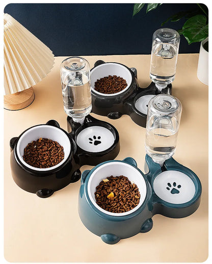 Double Cat Bowl Raised Anti Slip Pet Food Water Feeder No Spill Detachable Design for Cat  Dog Puppy Daily Pet Feeding Supplies