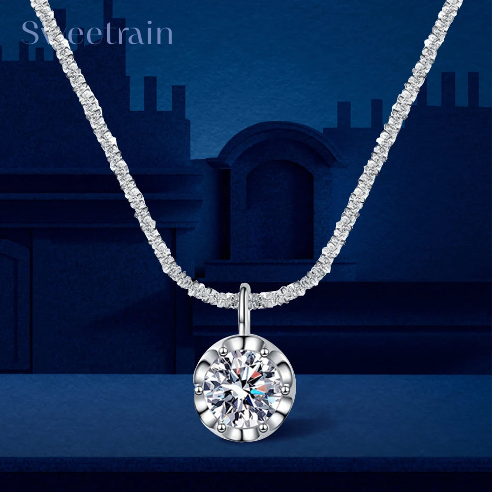 Moissanite Necklaces for Women 925 Sterling Silver Sparkling Cauliflower Chain with 2CT Diamond Pendant Dainty Jewelry Gift