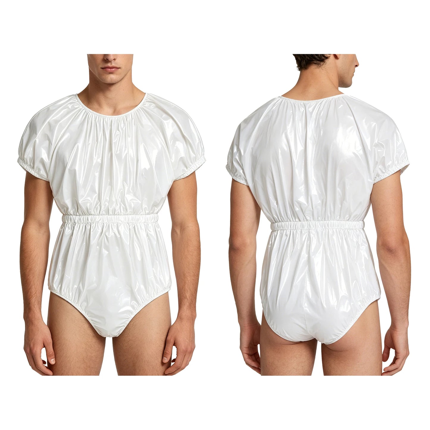 Men Women Waterproof Glossy Bodysuit Leak-proof Washable Diaper Cover Elderly Bedridden Special Needs Adaptive Jumpsuit Swimwear