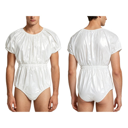 Men Women Waterproof Glossy Bodysuit Leak-proof Washable Diaper Cover Elderly Bedridden Special Needs Adaptive Jumpsuit Swimwear